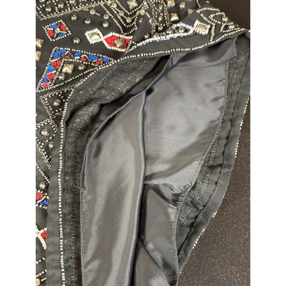 Parker Covina Beaded Mini Dress Black Red Blue XS Cut Out Sleeveless Back Zip - Picture 9 of 15